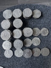 110 x  Old large 50p Coins bulk lot 