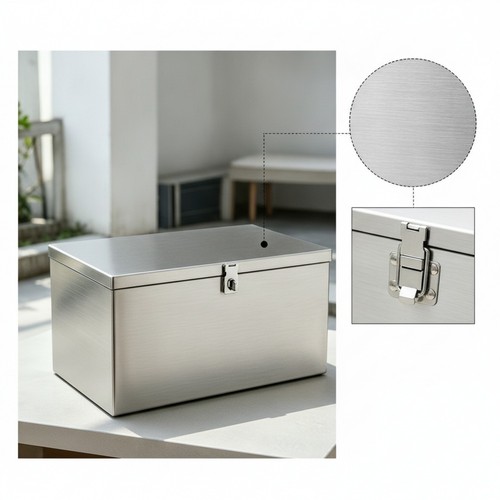 Stainless metal box - with, lid