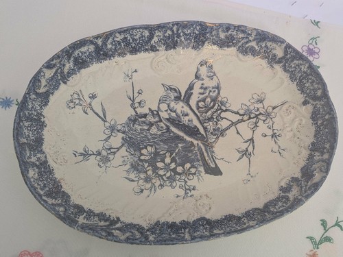 Blue bird nest - blue, victorian
