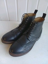 Cotwold Rissington Commando Brogue Lace Up Boots Black Leather Upper Size 9 CS