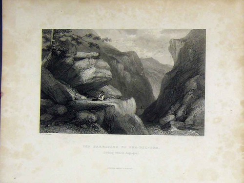 Original old antique print - old,