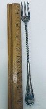 ANTIQUE SILVER PLATE PICKLE FORK  TWIST HANDLE 1900 Hallmark Keystone  Wm Rogers