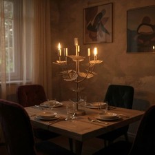 Flower Shaped Candelabra Candle Holder Gold Metal Home Art Deco Gift 57cm