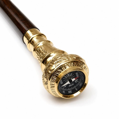Carved wooden walking stick - carved,