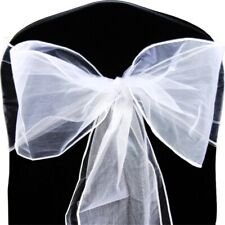 TtS White ORGANZA SASHES Chair Cover Sash Fuller Bows Wedding Party Anniversary