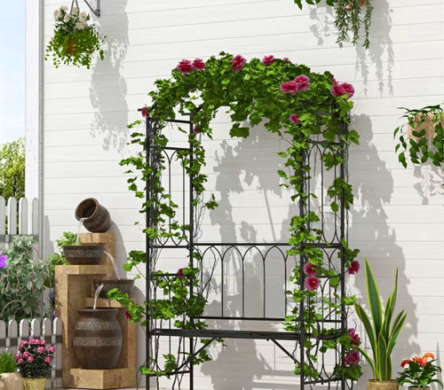 Black metal arched garden - black,