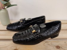 RUSSELL & BROMLEY BLACK SHOES UK 6 EU 39 PATENT LEATHER MOC CROC LOAFERS WOMENS