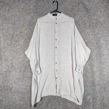 Eskandar Tunic Size 0 Grey 100% Linen Shirt Oversized Lagenlook Blouse