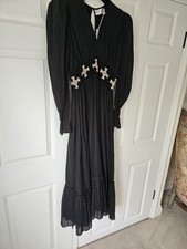 Neve & Noor Black Soft Cotton Tiered Madonna Maxi Dress. New With Tags. £299.