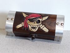 Wooden Skull & Crossbones Pirate Treasure Chest Storage Trinket Box.....