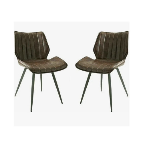 Brown leather swivel dining - brown,