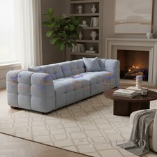 Luxury Trissa Bubble 4 Seater Sofa Pearl Grey Boucle Modern Couch Living Room