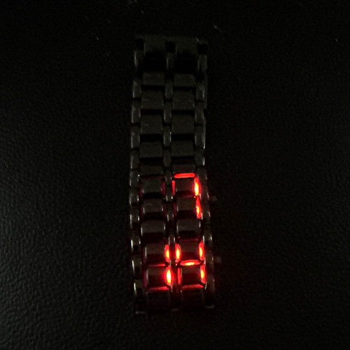 Black metal bracelet quartz - bracelet,