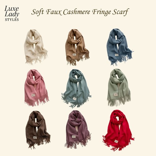 Faux cashmere scarf soft - cashmere, large