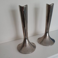 Vintage 7.5" Dansk Silverplate EPZ Chrome Candlestick Holders - Set of 2