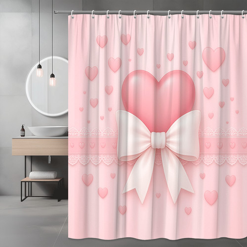 Cute pink heart shower curtain - cute,
