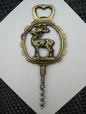 Deer Bottle Opener Brass Corkscrew Vintage