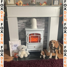 Vintage Freestanding Electric Fireplace Stove Heater Log Burning Flame Effect