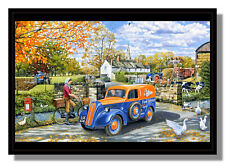 Fordson E494C 5cwt van Farm Services framed picture free p&p UK