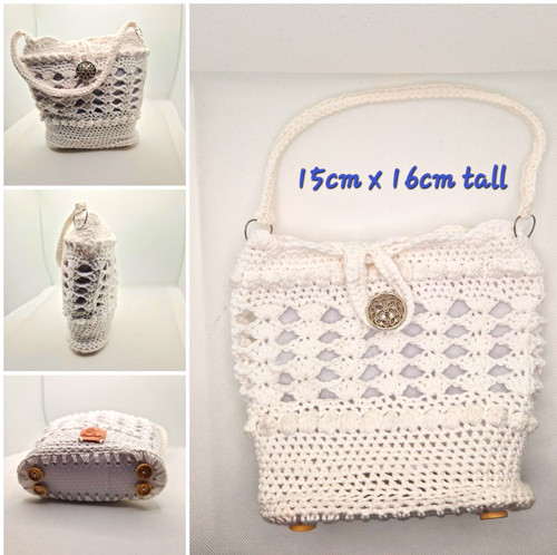White cotton crochet grab - crochet,