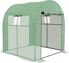 1.8 X 1.8 X 2M Polytunnel Greenhouse with Doors and Mesh Windows, Walk