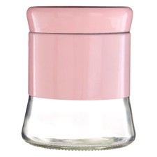 800ml Pink Stainless Steel Glass Coffee Sugar Tea Kitchen Canister Storage Jar
