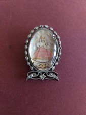Rare Vintage Religious Icon, Tiny Picture With Marcasite Frame, Missing Stones