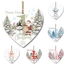 Personalised Heart Christmas Tree Bauble Plaque Baby's 1st First Christmas Gift