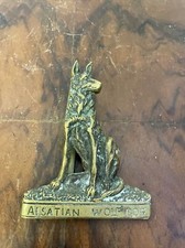 Antique brass alsatian wolf - alsatian,