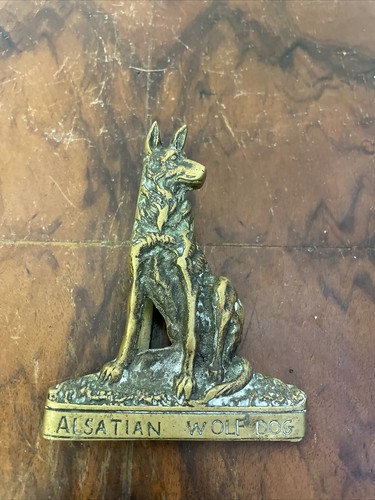 Antique brass alsatian wolf - brass,