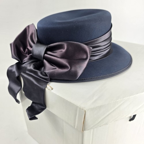 Navy occasion hat large - occasion, satin