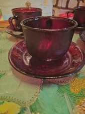 Set of 4 vintage  Ruby Red tea
