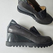 Marco Moreo Wedges 3 High Heels Grey Leather Loafer Luxury 