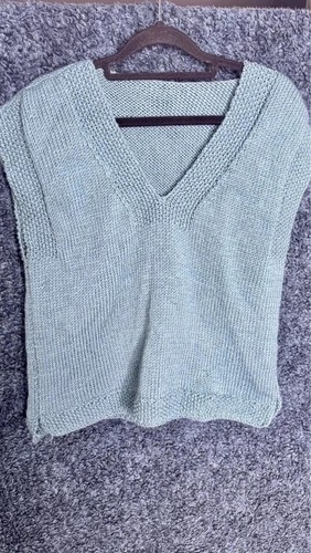 Handmade sage blue - handmade, v-neck