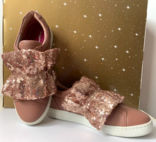 NEW Fornarina Dusty Pink Sequin Slip-on Trainers Womens Shoes Size UK 4 EUR 37