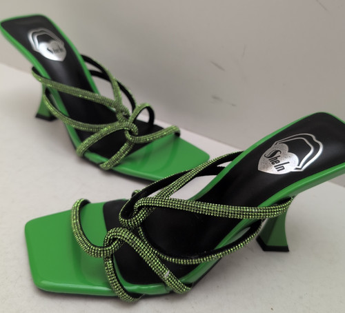 New green glitter strappy - green,