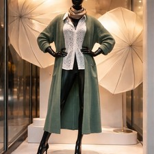 Green  Balloon Sleeve Cardigan