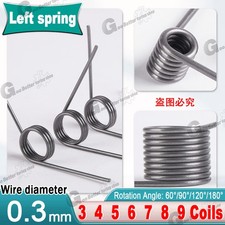 Torsion Spring 3-9 Coil (10 pcs), 0.3mm Wire dia, 2 ~ 5mm OD, Left spring Steel