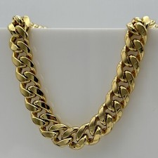 9ct Solid Yellow Gold 8mm Curb Miami Cuban Link Chain 24 Inch Heavy Necklace NEW