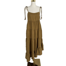 Unsubscribed Womens Silk Asymmetrical Tiered Maxi Dress 8 Boho Hippie Resort