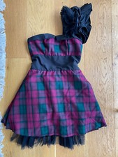 Purple & Black tartan Prom Dress Netted Skirt Size 8