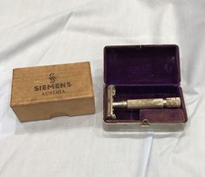 Vintage Gillette Aristocrat safety razor Pat 694093 + Siemens Austria Sharpener