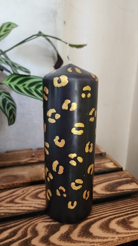 Leopard print pillar candle - print,