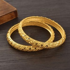 Dubai Gold Color Bangrui 24K Wedding Women Men Saudi Arab Bracelet inner 68mm