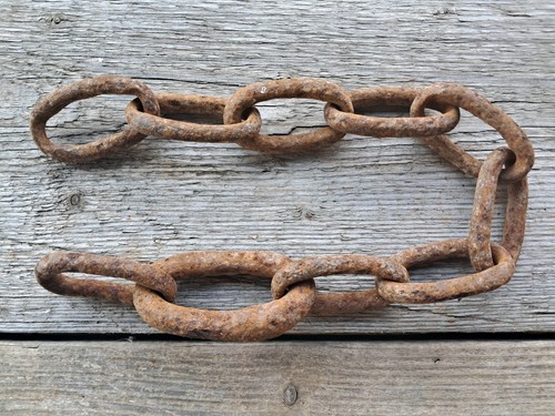 Antique forged iron chain - antique,