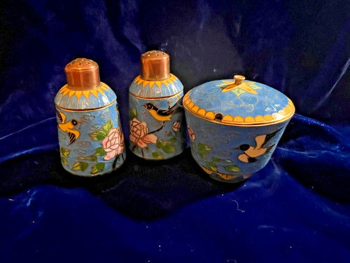 Vintage cloisonne salt - vintage, &