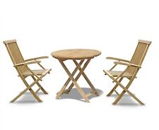 Teak Outdoor Dining Set - 0.8m Lymington Table with 2 Folding Chairs
