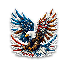 Bald Eagle Wings With American US Flag Vinyl Sticker Decal Scrapbook 95x93mm