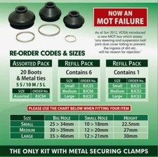 8x Universal Small Track Rod End Ball Joint Rubber - Free Securing Clamps