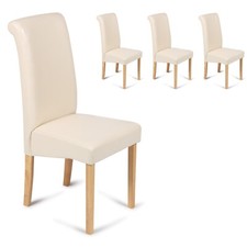 4 Cream Dining Chairs Faux